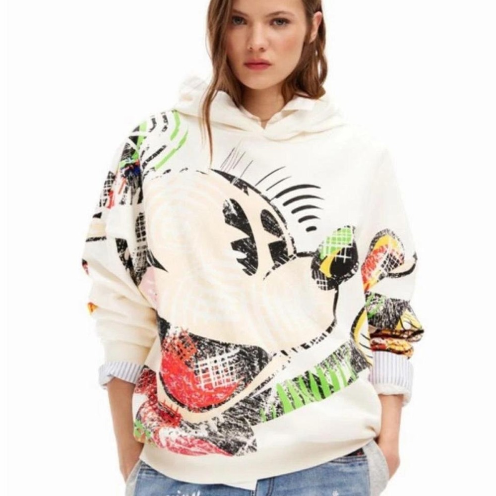 Desigual x M. Christian Lacroix Cubist Mickey Mouse Hoodie Medium - Picture 1 of 8